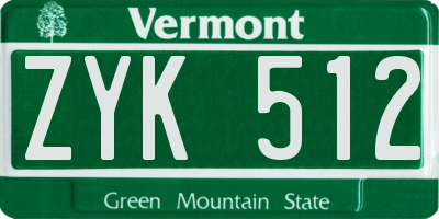 VT license plate ZYK512