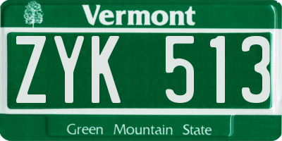 VT license plate ZYK513