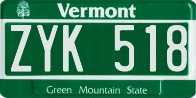 VT license plate ZYK518