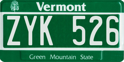 VT license plate ZYK526