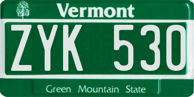VT license plate ZYK530