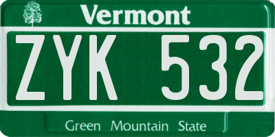 VT license plate ZYK532