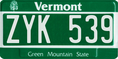 VT license plate ZYK539