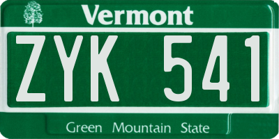 VT license plate ZYK541