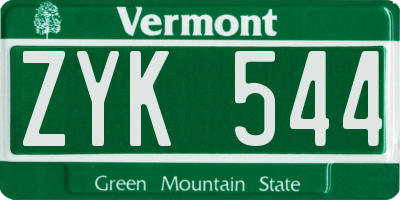 VT license plate ZYK544