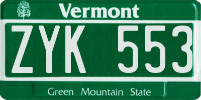VT license plate ZYK553