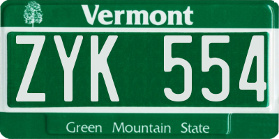 VT license plate ZYK554