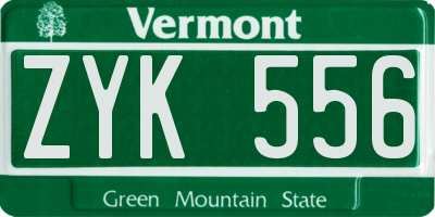 VT license plate ZYK556