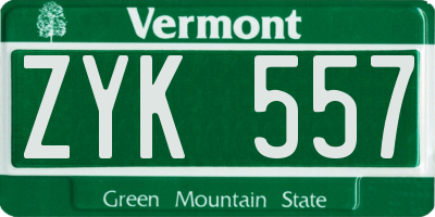 VT license plate ZYK557