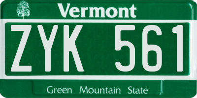 VT license plate ZYK561