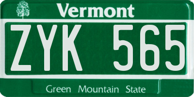 VT license plate ZYK565