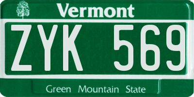 VT license plate ZYK569