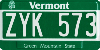 VT license plate ZYK573