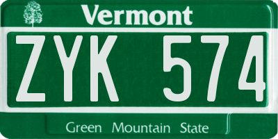 VT license plate ZYK574