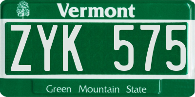 VT license plate ZYK575