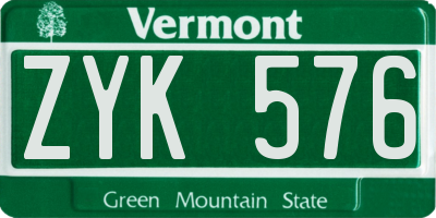 VT license plate ZYK576
