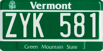 VT license plate ZYK581