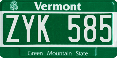 VT license plate ZYK585