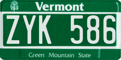 VT license plate ZYK586