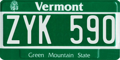 VT license plate ZYK590