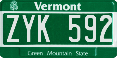 VT license plate ZYK592