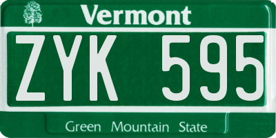 VT license plate ZYK595