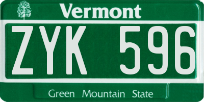 VT license plate ZYK596