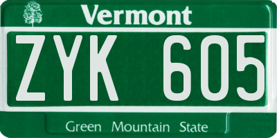 VT license plate ZYK605