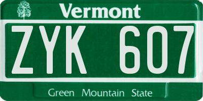 VT license plate ZYK607