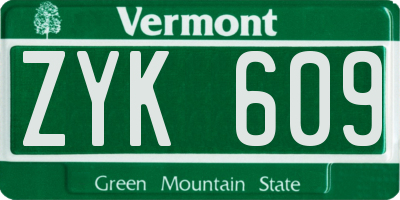 VT license plate ZYK609