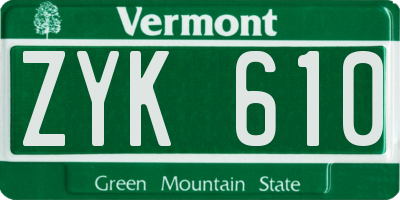 VT license plate ZYK610