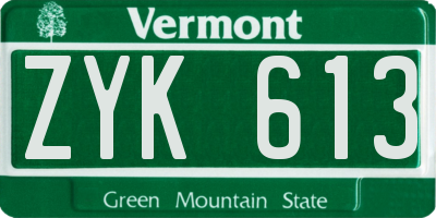 VT license plate ZYK613