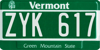 VT license plate ZYK617