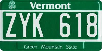 VT license plate ZYK618