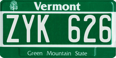 VT license plate ZYK626