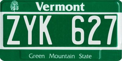 VT license plate ZYK627