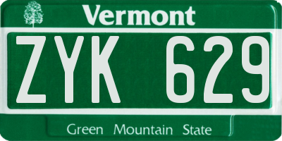 VT license plate ZYK629