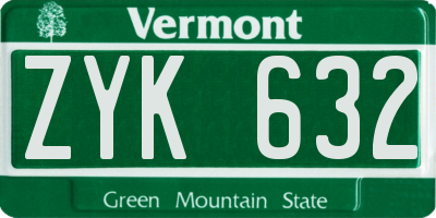 VT license plate ZYK632