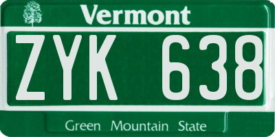 VT license plate ZYK638