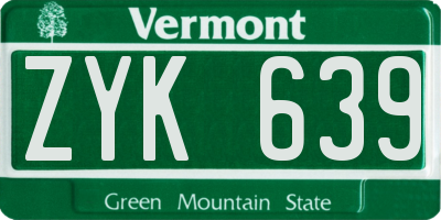 VT license plate ZYK639