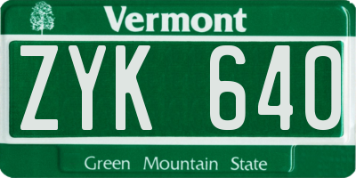 VT license plate ZYK640