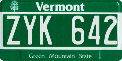 VT license plate ZYK642