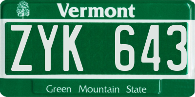 VT license plate ZYK643
