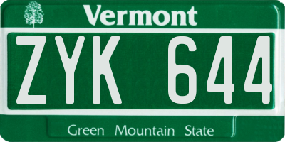 VT license plate ZYK644