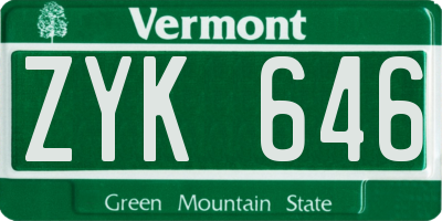VT license plate ZYK646