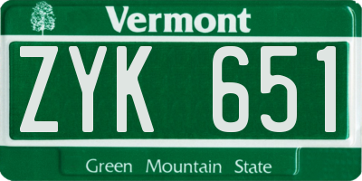 VT license plate ZYK651