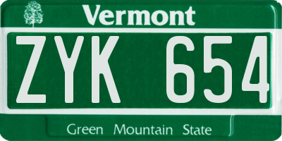 VT license plate ZYK654