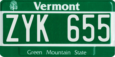 VT license plate ZYK655
