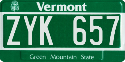 VT license plate ZYK657