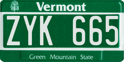VT license plate ZYK665